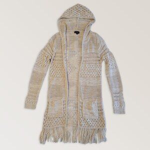 Cottagecore Bohemian Cape, Fringe Long Shrug, Boho Crochet Cape, Size S